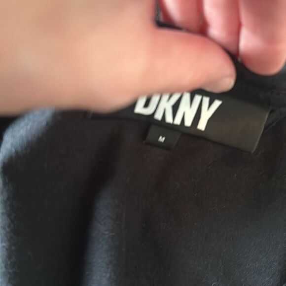 DKNY Puff Sleeve Black Leopard Animal Mixed Media Blouse Top Shirt Medium M - Picture 2 of 5